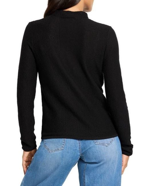 NIC+ZOE Black Pixel Mock Neck Sweater