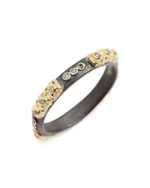Armenta Metallic Old World Carved Diamond Stack Ring