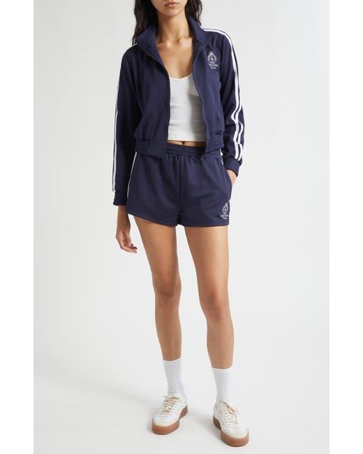 Sporty & Rich Blue Crown Tennis Embroidered Roller Shorts