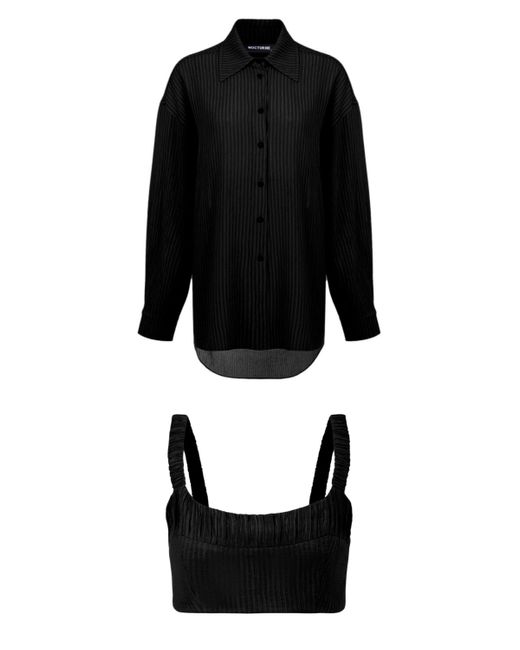 Nocturne Black Oversized Twin Set Shirt