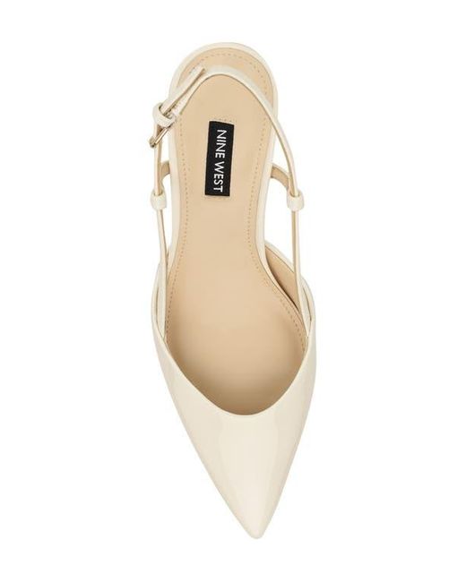 Nine West Natural Rhonda Slingback Pointed Toe Kitten Heel Pump