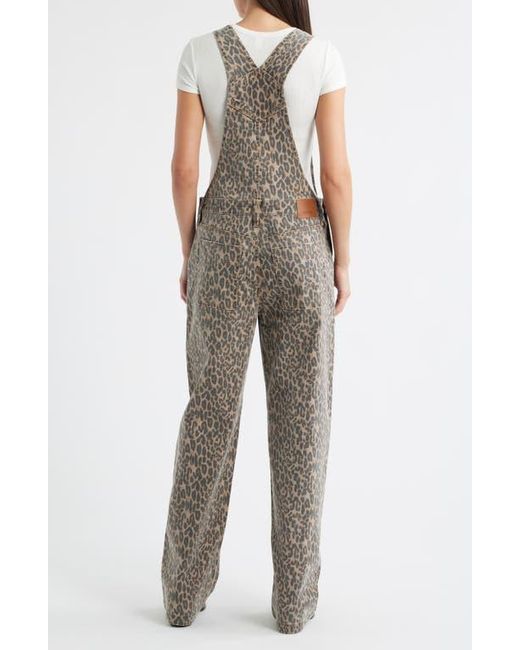 Hidden Jeans Green Cheetah Print Baggy Overalls