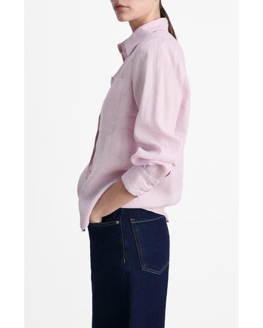Mango Pink Lino Linen & Cotton Button-Up Shirt