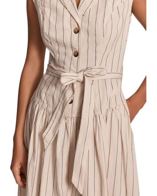Mint Velvet Natural Drop Waist Stripe Midi Dress