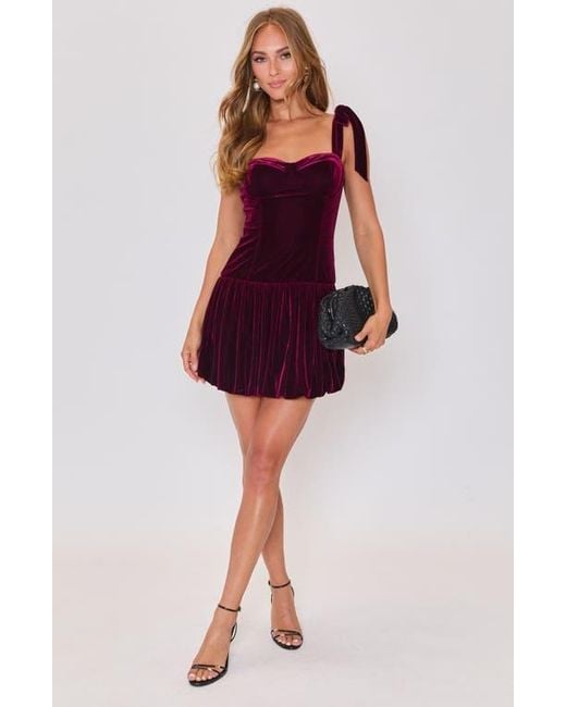 Vici Collection Veronica Velvet Bubble Hem Minidress in Red | Lyst