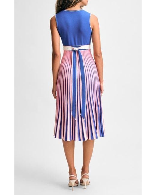 Isaac Mizrahi New York Red Stripe Sleeveless Fit & Flare Sweater Dress