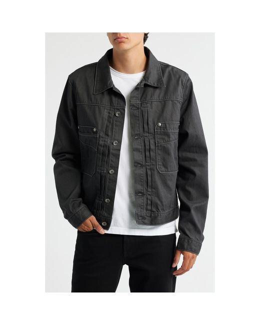 Level 7 Black Coated Denim Jacket for men