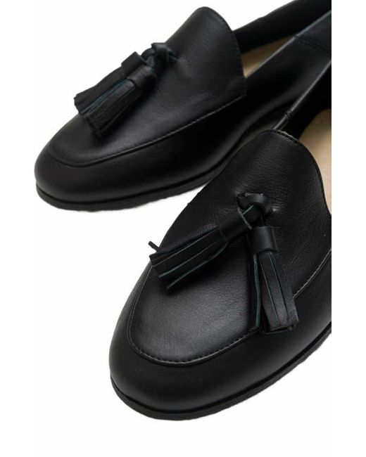 Forever & Always Shoes Black Mona Soft Leather Tassel Loafer