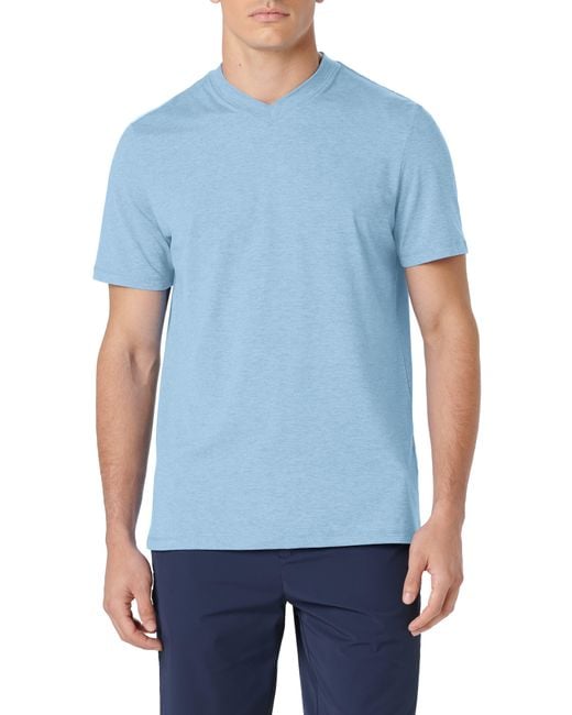 Bugatchi Blue V-Neck Performance T-Shirt for men