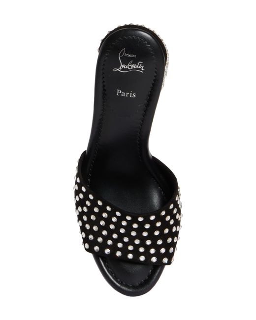 Christian Louboutin Black Jane Crystal Embellished Slide Sandal