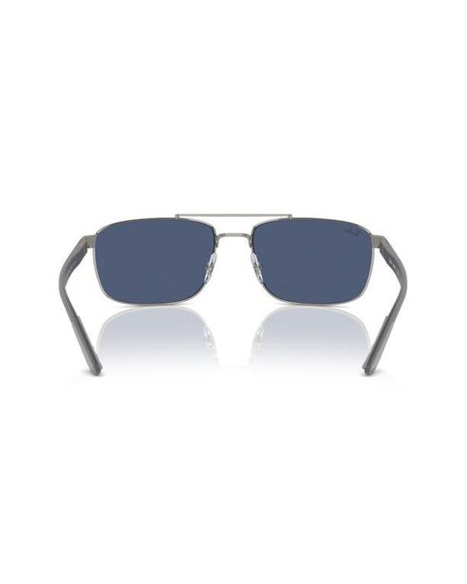 Ray-Ban Blue 60Mm Rectangular Sunglasses for men