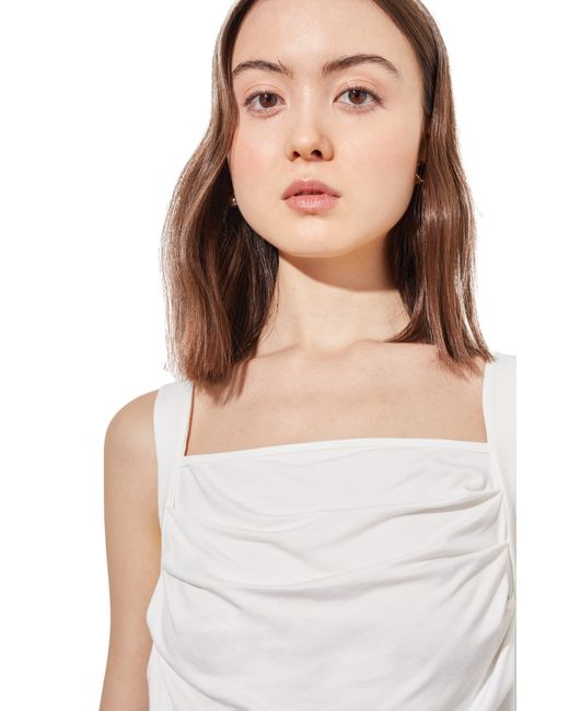 Ming Wang White Front Drape Sleeveless Top