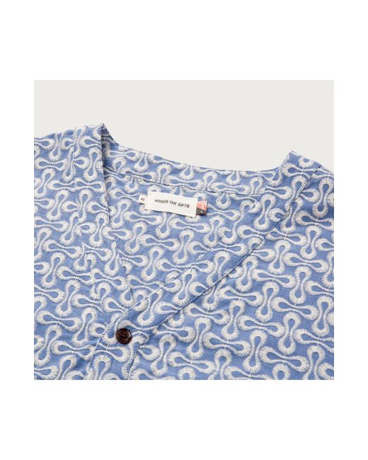 Honor The Gift Blue Embroidered Short Sleeve Cotton Blend Button-up Shirt for men