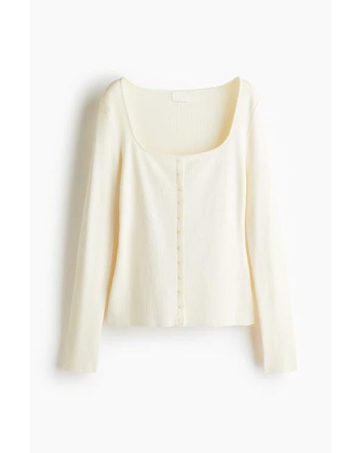 H&M White Square-Neck Top
