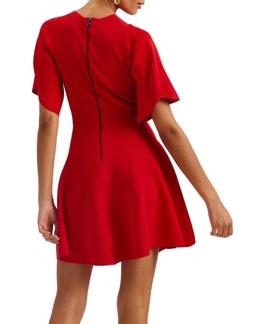 Ted Baker Red Olivia Rib Fit & Flare Dress