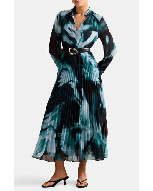 EVER NEW Skyla Abstract Print Long Sleeve Pleated Midi Dress in Green | Lyst EVER NEW Skyla Abstract Print Long Sleeve Pleated Midi Dress in Green | Lyst