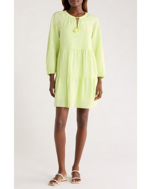Tommy Bahama Green Coastalina Long Sleeve Tiered Minidress