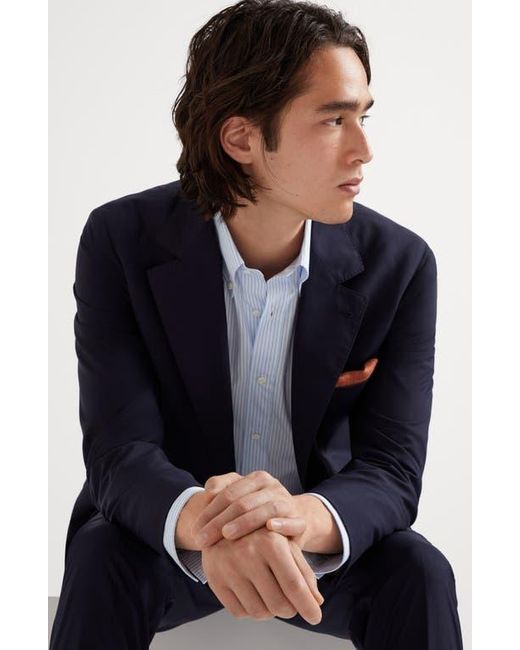 Brunello Cucinelli Blue Wool And Silk Blazer for men