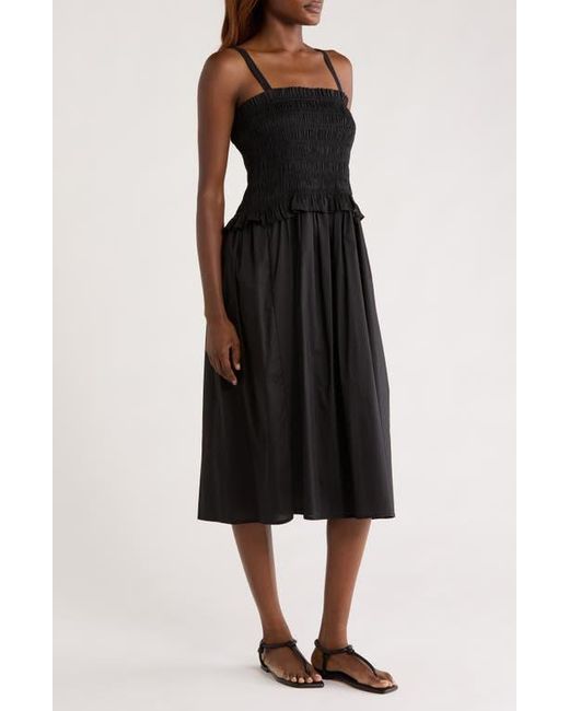 MELLODAY Black Smocked Midi Dress