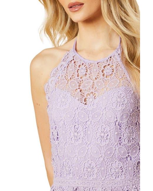 Oasis Purple Lace Detail Halterneck Midi Dress