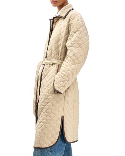 Rag & Bone Natural Kelly Oversize Faux Leather Trim Quilted Jacket