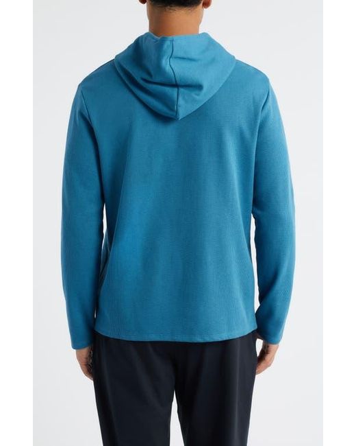Boss Blue Waffle Knit Hooded Lounge T-Shirt for men