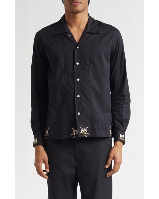 Bode Black Pointer Embroidered Button-Up Shirt for men