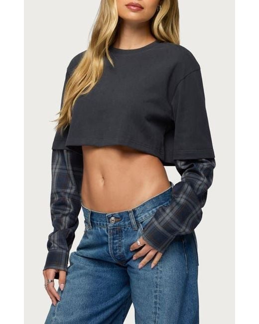 Edikted Blue Layered Crop Top
