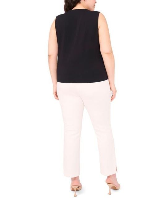 Halogen® Blue Twist Front Sleeveless Cotton Knit Top