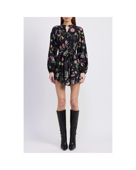 En Saison Black Harper Metallic Floral Long Sleeve Minidress