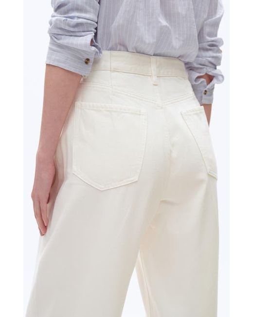 Bayeas White Frayed Super High Waist Barrel Jeans