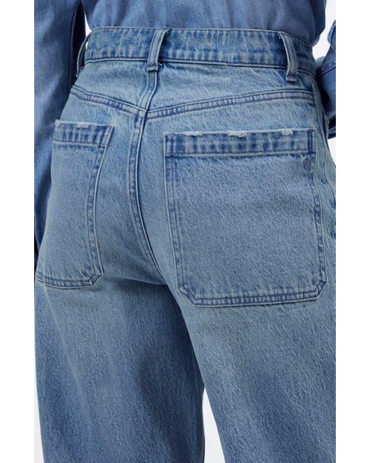 Madewell Blue The Emmett Release Hem Patch Pocket Wide Leg Jeans