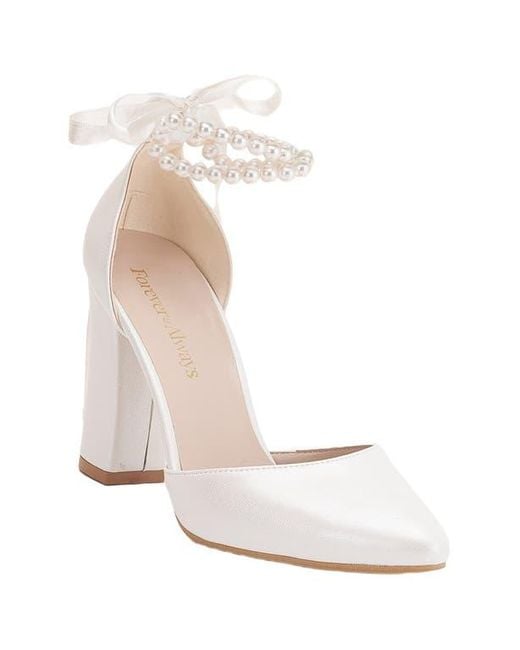 Forever & Always Shoes White Denise Wedding Heels With Pearls