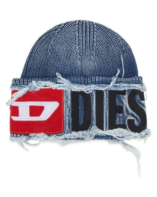 DIESEL K-Frok Fray Cuff Beanie in Blue for Men | Lyst