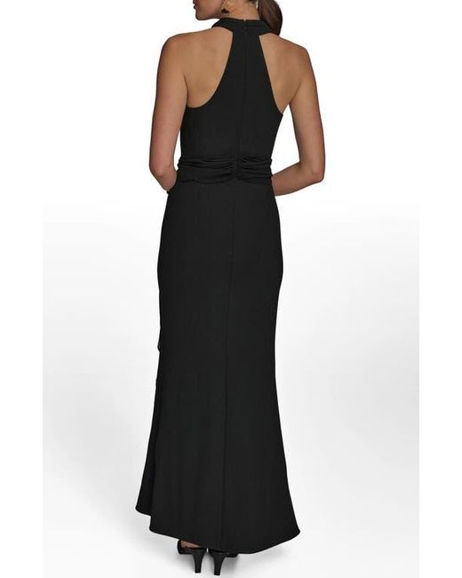 Donna Karan Black Crepe & Chiffon Mermaid Gown