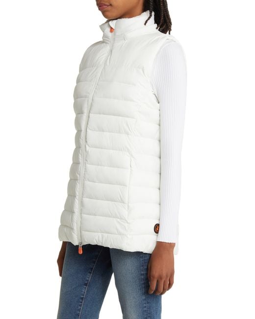 Save The Duck Norah Hooded Insulated Recycled Nylon Puffer Vest in White |  Lyst