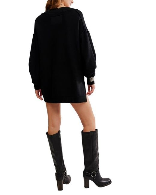 Free People Black Chelsea V-Neck Tunic Sweater