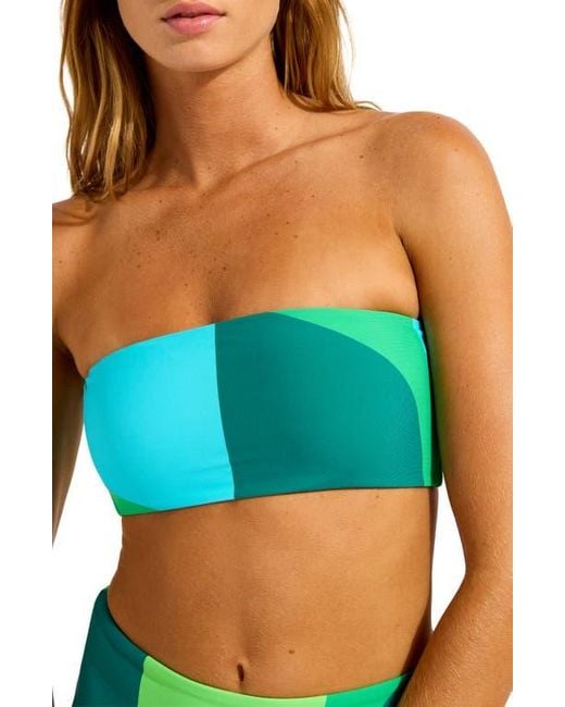 Seafolly Blue Reversible Strapless Tube Bikini Top