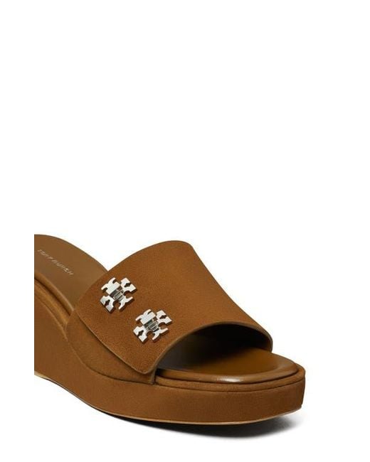 Tory Burch Brown T-Lock Wedge Sandal