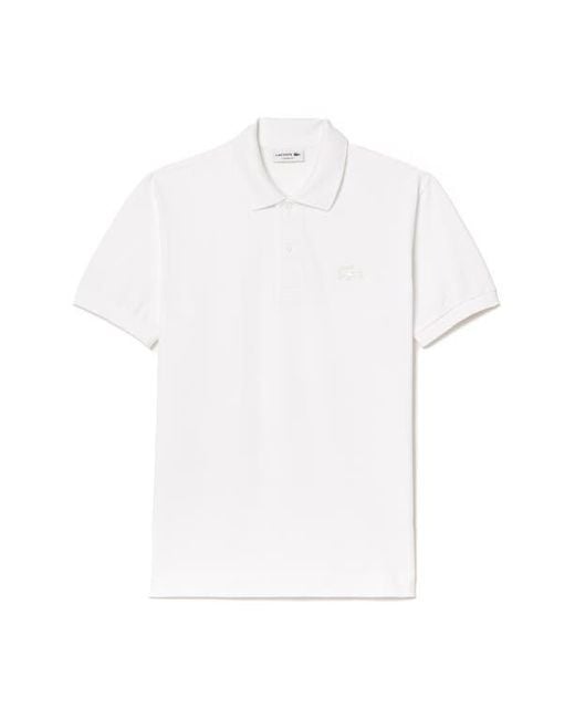 Lacoste White Small Croc Polo for men