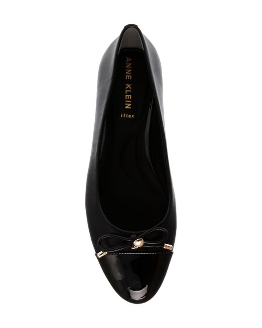 Anne Klein Black Luci Cap Toe Ballet Flat