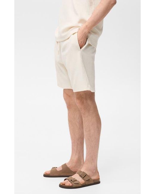 Mango Natural Textured Drawstring Shorts for men