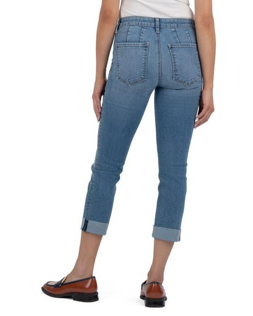 Kut From The Kloth Blue Stevie Raw Hem Crop Straight Leg Utility Jeans