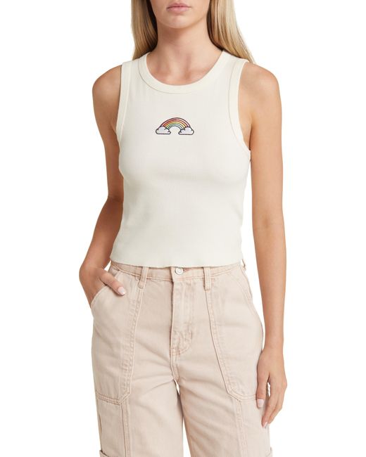 GOLDEN HOUR Multicolor Embroidered Rainbow Cotton Rib Tank