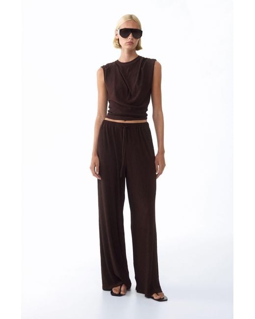 H&M Brown Crinkled Drawstring Pants