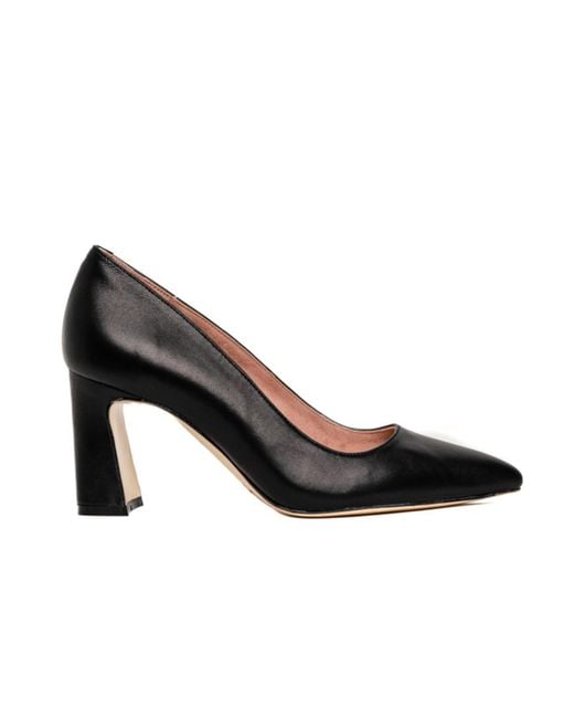 Ally Shoes Black Bold Block Heel Pump