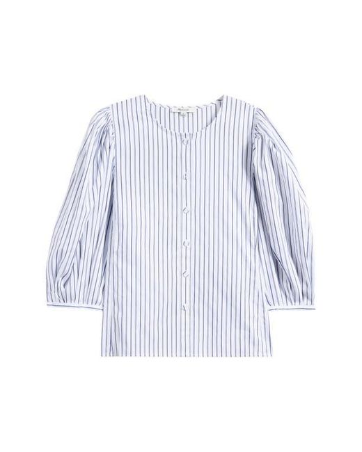 Madewell Blue Puff-Sleeve Button-Up Top