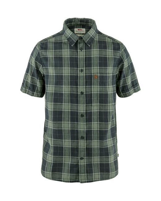 Fjallraven Green Ovik Travel Short Sleeve Button-up Shirt for men