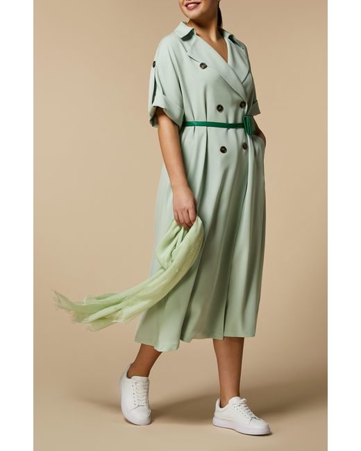 Marina Rinaldi Green Cady Coat Dress