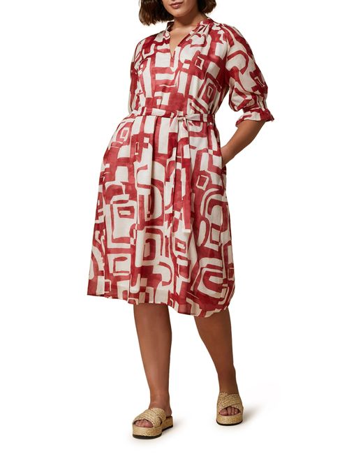Marina Rinaldi Red Cinghia Cotton Voile Dress